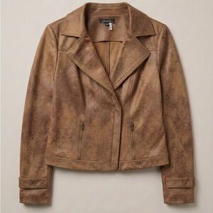 CHARLIE B Vintage Faux Leather Jacket in Truffle